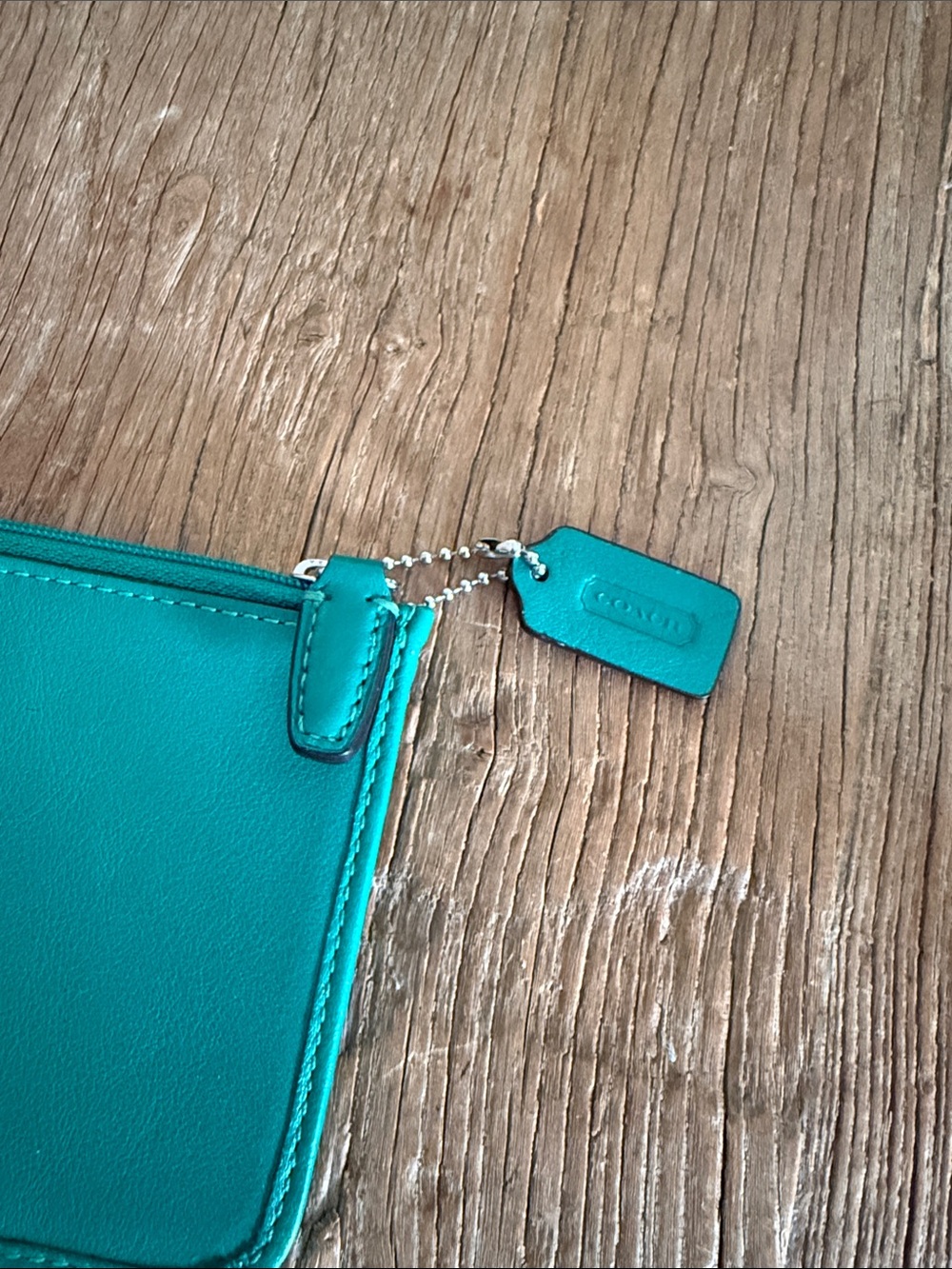 Coach Teal Zip Card & Key Pouch - Picture 3 of 3